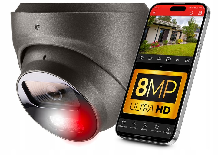 Kamera IP do Monitoringu PoE 8MPx 4K ULTRA HD SZARA 2.8mm + AUDIO, IP67