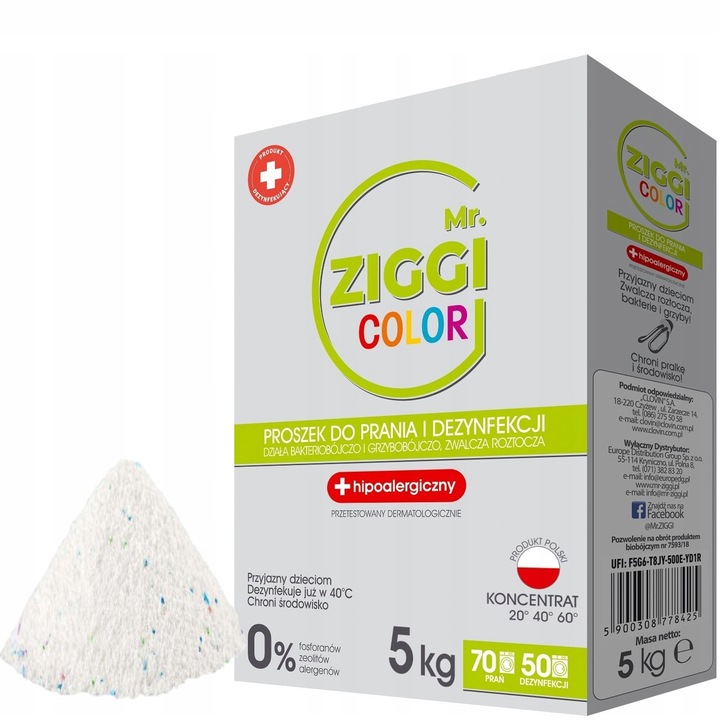 Mr. Ziggi Dezynfekujący proszek do prania kolorów 5 kg
