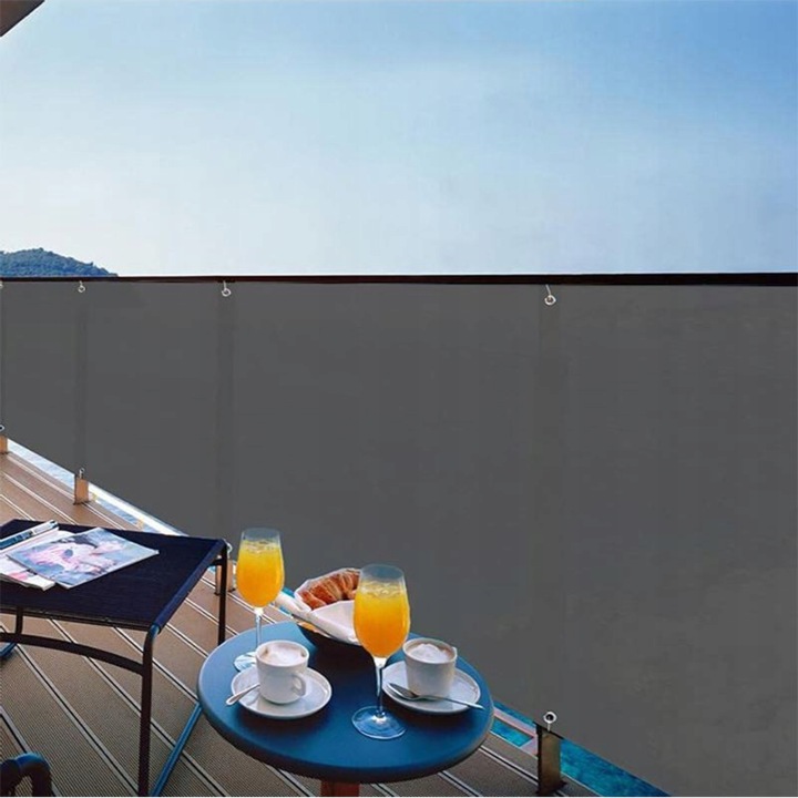 OSŁONA NA BALKON 97% SZARA NA TARAS PŁOT MATA BALKONOWA Z OKUCIAMI