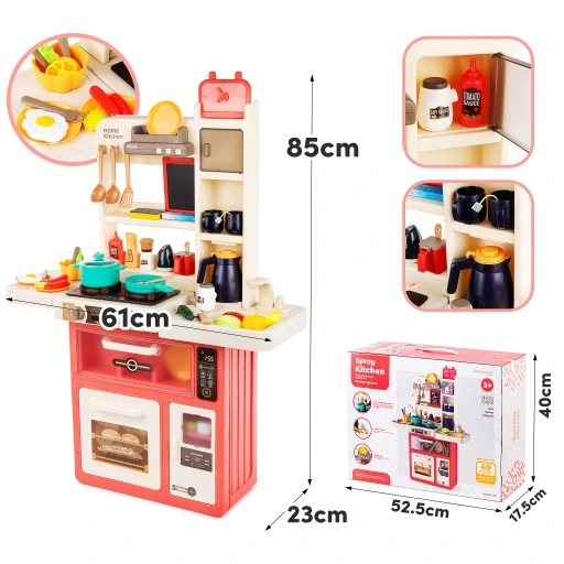 KUCHNIA DLA DZIECI ŚWIATŁO OKAP Z DŹWIĘKIEM KRAN PARA WODA TABLICA KREDOWA