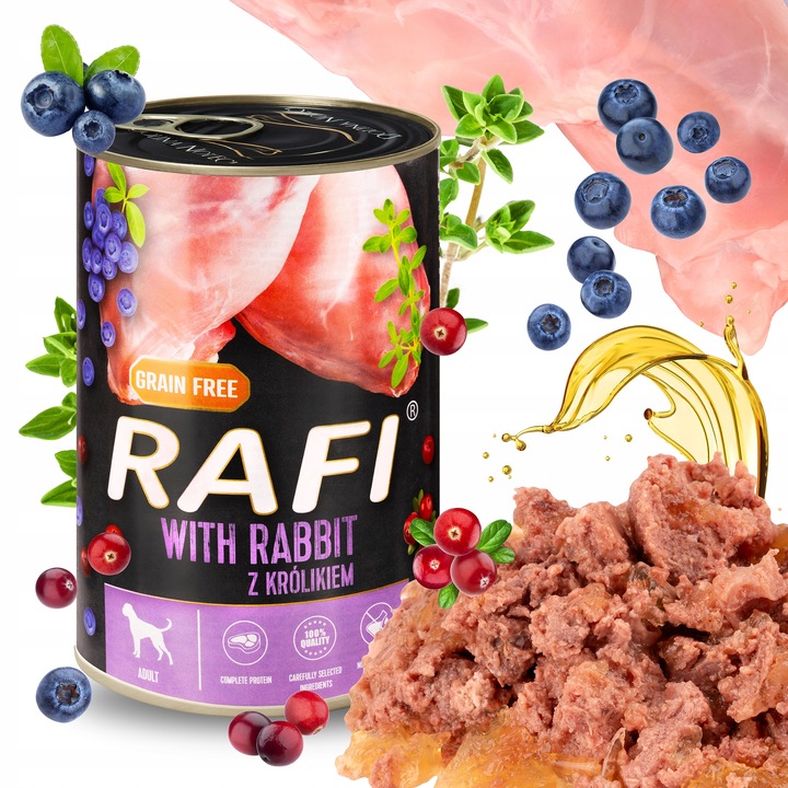 MOKRA KARMA DOLINA NOTECI RAFI ADULT BEZ ZBÓŻ PUSZKA MIX SMAKÓW 24 x 400G