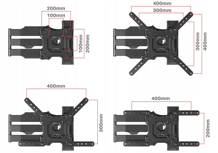 UCHWYT DO TELEWIZORA 26-55 CALI OBROTOWY DŁUGIE RAMIĘ 72CM REGULOWANY
