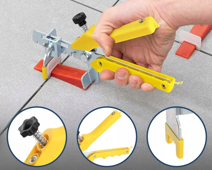 MOCNY ZESTAW SYSTEM POZIOMOWANIA PŁYTEK KLIPSY KLINY SZCZYPCE 2mm