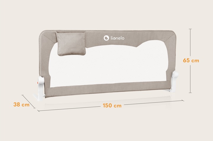 Barierka BRAMKA ZABEZPIECZAJĄCA do łóżka WYSOKA 150x66cm BEŻ Lionelo