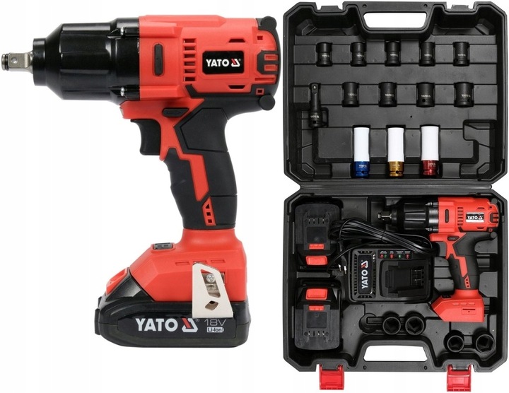 YATO KLUCZ UDAROWY BEZSZCZOTKOWY DO KÓŁ 18V 1/2'' 700nm 2x3Ah + 3