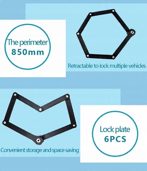 Blokada rowerowa składana PAKKO z uchwytem i 2 kluczami 85cm (E011)