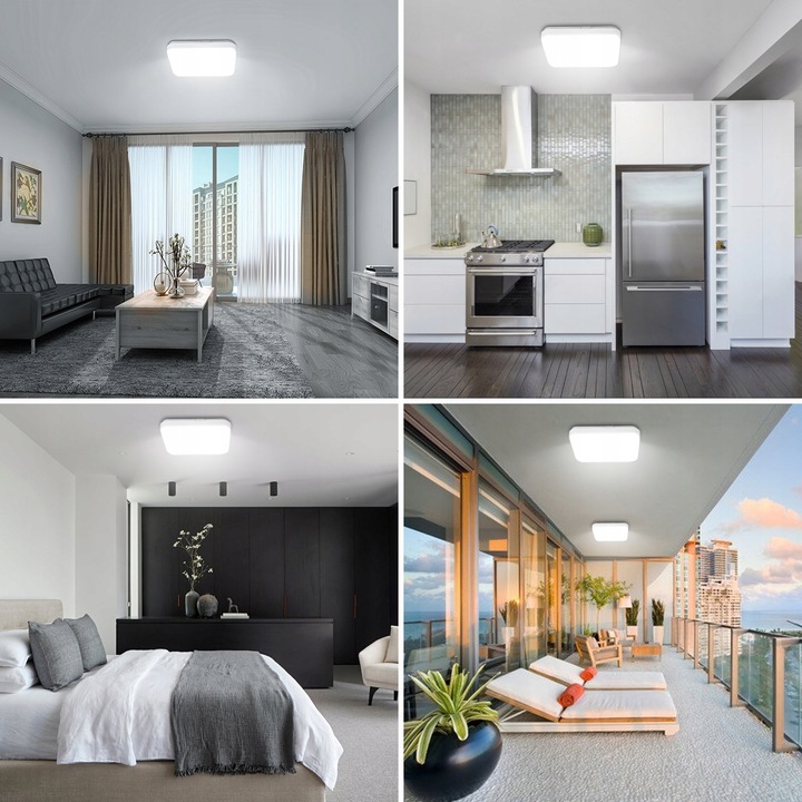 Lampa Sufitowa Plafon LED 24W 2400LM 23x23x5cm Natynkowy Biały