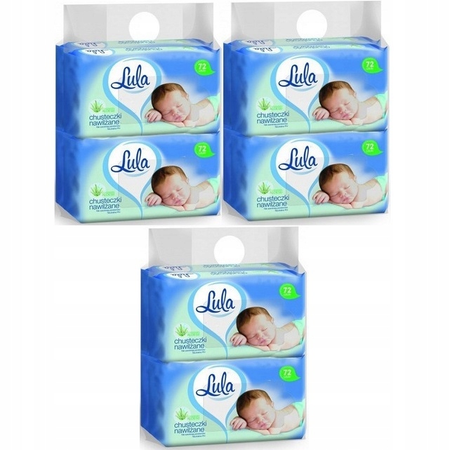 LULA Chusteczki Nawilżane Dla Dzieci Aloes Karton 12x72szt = 864 Sztuk