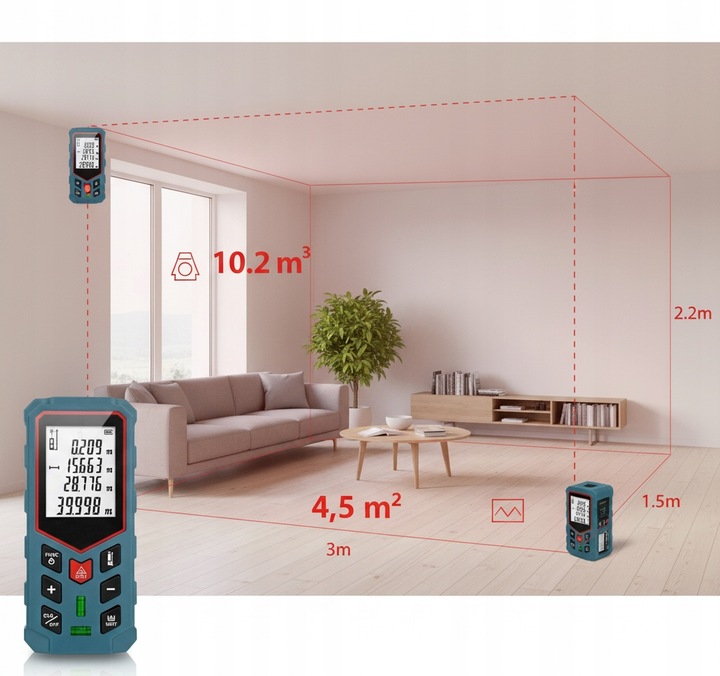 DALMIERZ LASEROWY POZIOMICA MIERNIK ODLEGŁOŚCI CYFROWY KĄTOMIERZ