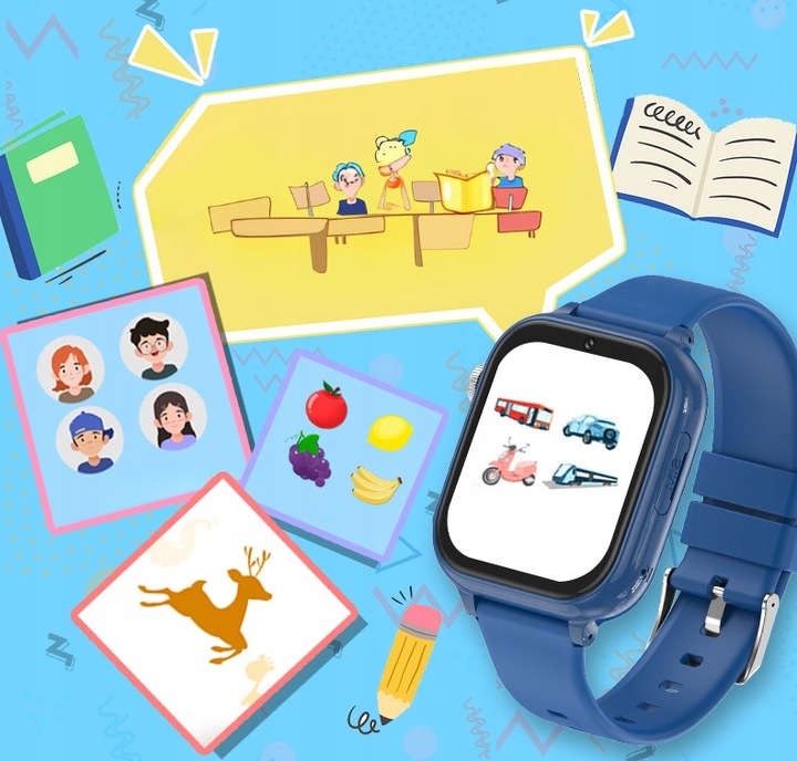 SMARTWATCH ZEGAREK DLA DZIECI 4G ROZMOWY SMS GRY ANDROID POLSKIE MENU GPS