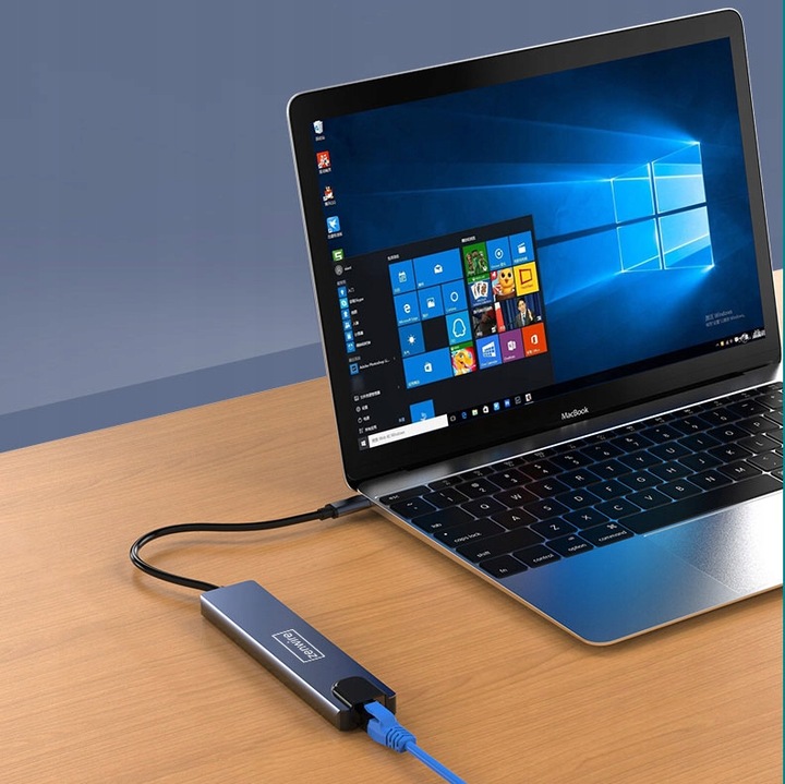 ADAPTER HUB 8w1 USB-C DisplayPort 8K 4K Ethernet RJ45 Macbook Pro Air M2 M3