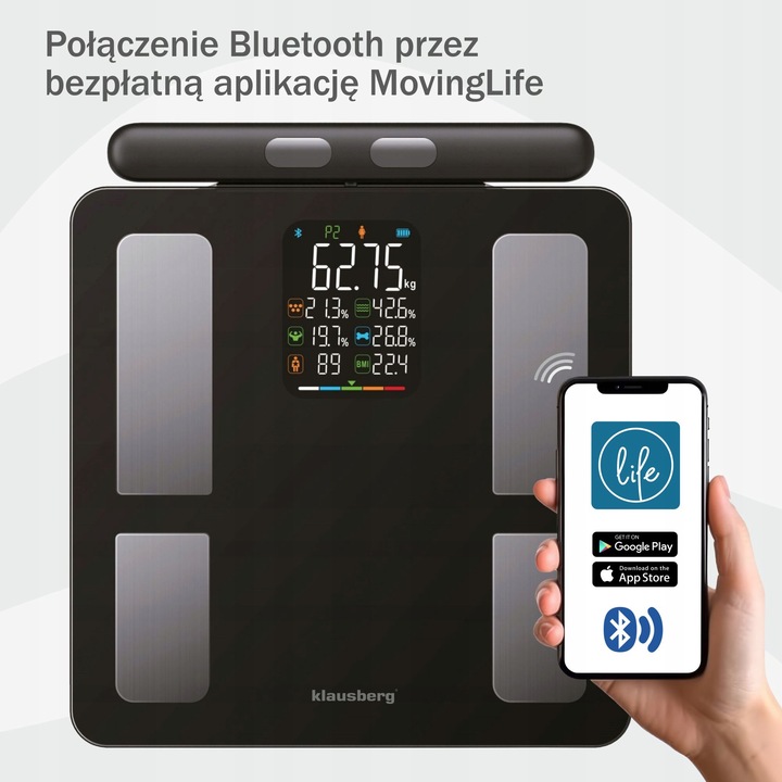 Waga łazienkowa z uchwytem, elektroniczna, precyzyjna skład ciała,