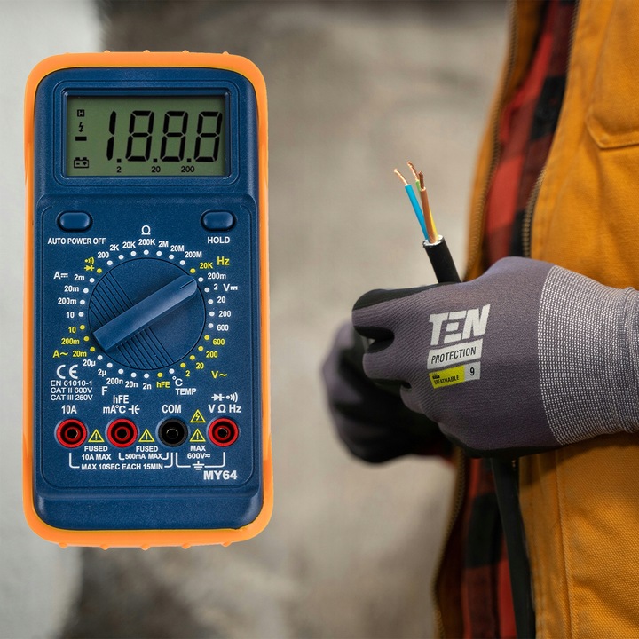 MULTIMETR MIERNIK CYFROWY PRĄDU LCD TEMPERATURY UNIWERSALNY TESTER