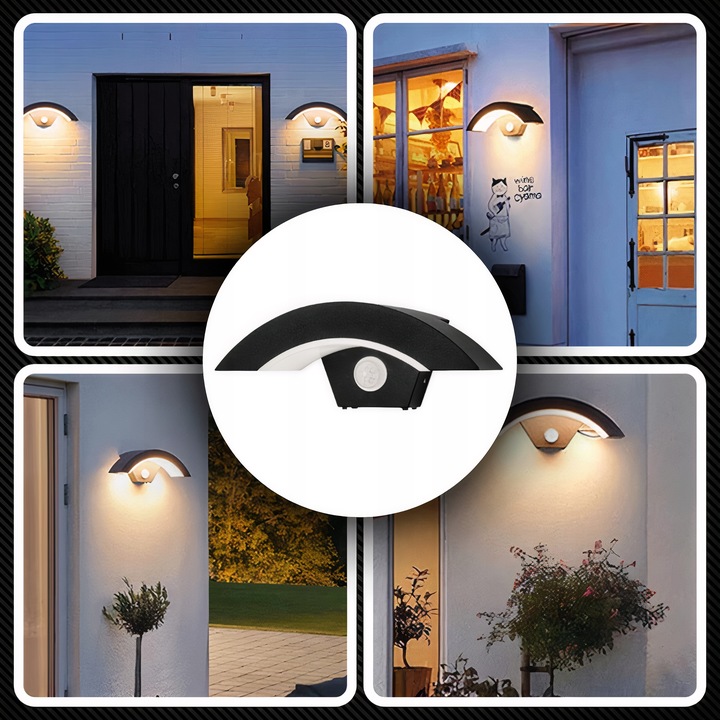 Kinkiet Ścienny Zewnętrzny Lampa Elewacyjna Czujnik Ruchu Zmierzchu 12W