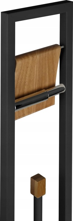 STOJAK NA PAPIER TOALETOWY + SZCZOTKA DO WC METAL / BAMBUS 2w1 CZARNY