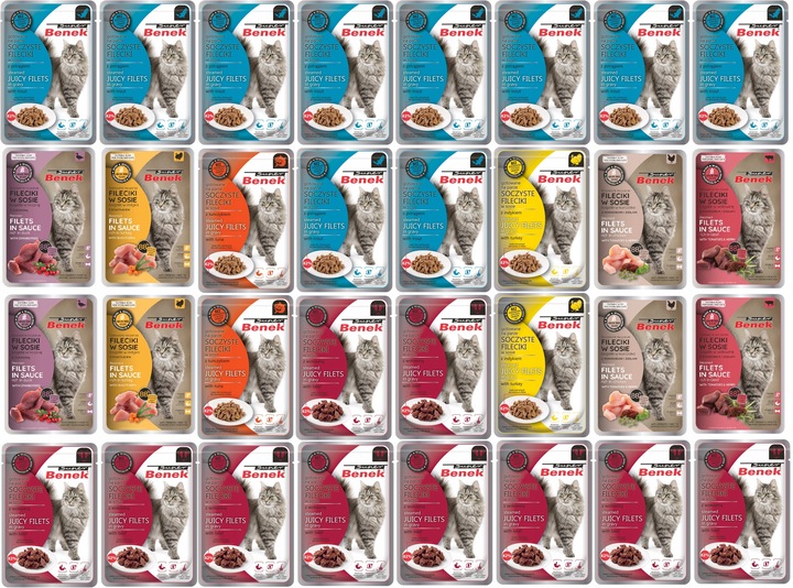Benek Mokra karma Fileciki Saszetki dla kota Mix Smaków 32x85g
