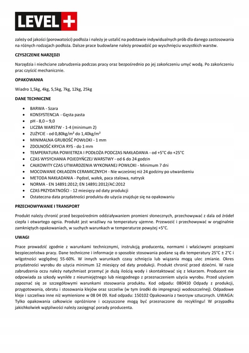 Folia w płynie 20kg Hydroizolacja Level+08