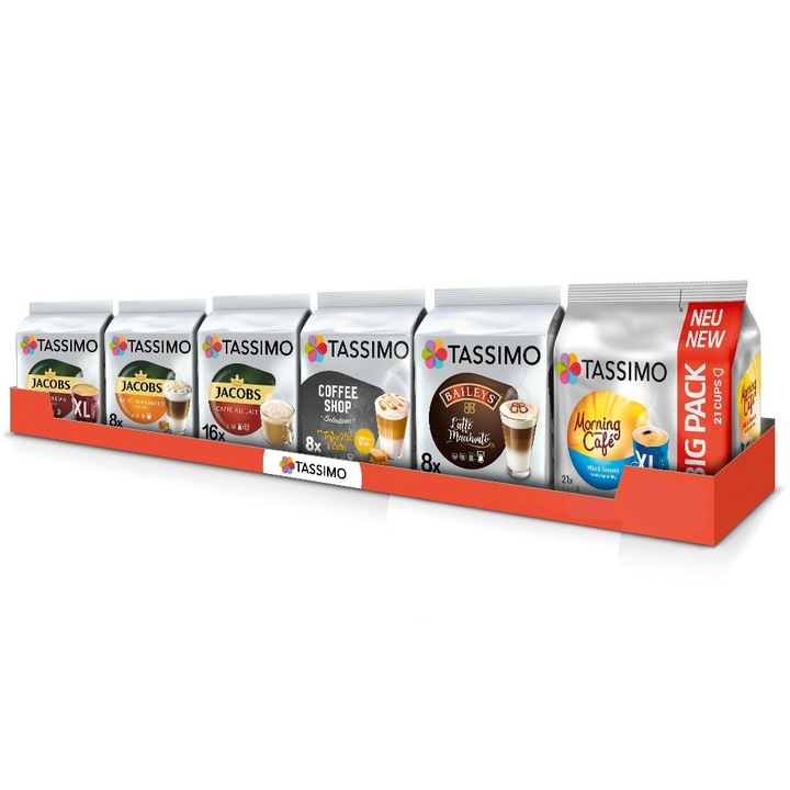 Kapsułki Tassimo Jacobs Megapack mix latte 64 szt, 5+1 opakowanie GRATIS!