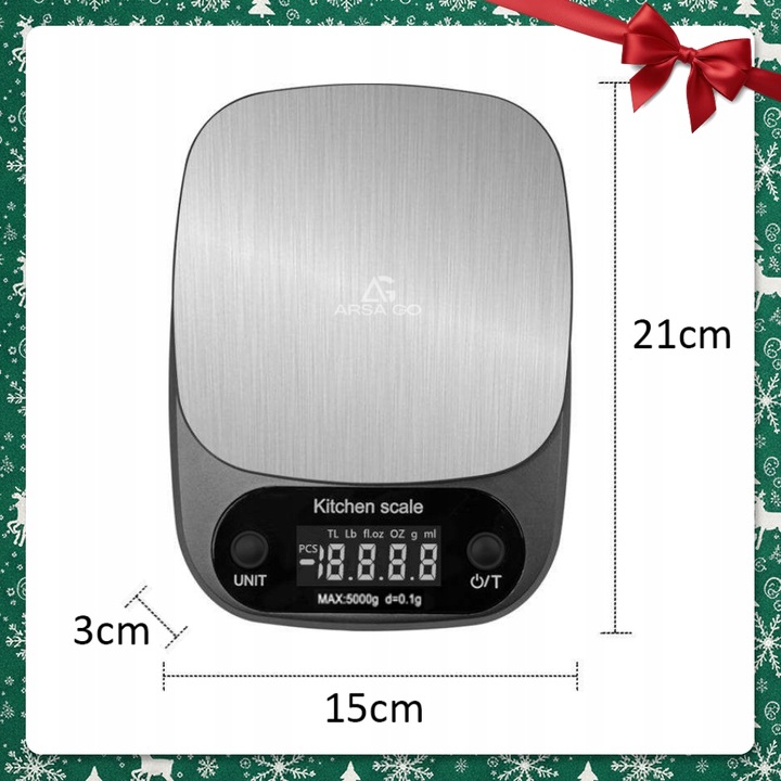 WAGA KUCHENNA ELEKTRONICZNA 5000g 0,1g WYŚWIETLACZ LCD PRECYZYJNA