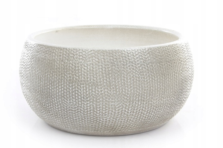 niska osłonka z ceramiki PORTO BOWL 27/13 biała niska doniczka ceramiczna