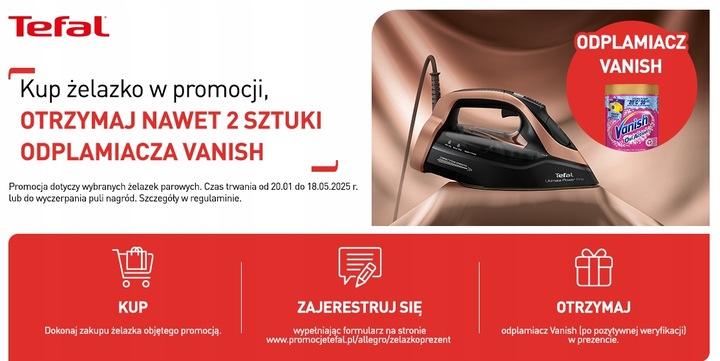 Żelazko parowe Tefal Ultimate PURE FV9865 3000 W mocne 250g/min Anti-Drip