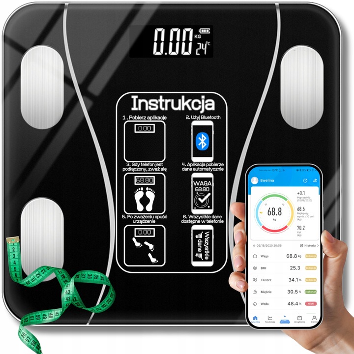 WAGA ANALITYCZNA APLIKACJA SMART ANDROID iOS PRECYZYJNA BATERIE W