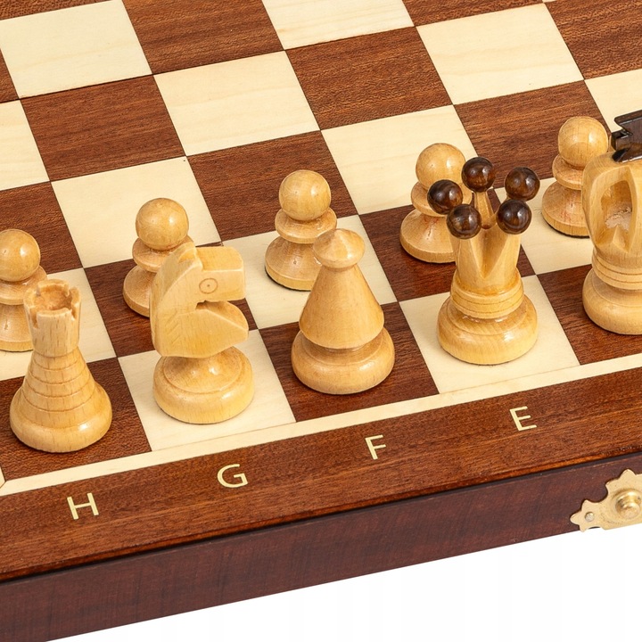 Szachy Drewniane wykonane z Mahoniu i Jawora + WARCABY GRATIS