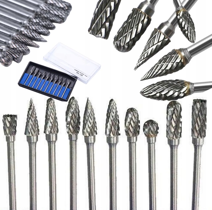 FREZY TRZPIENIOWE DO METALU 10SZT Z WĘGLIK WOLFRAMU Z WĘGLIKA