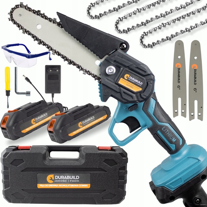 PIŁA ŁAŃCUCHOWA AKUMULATOROWA 6” 2xAKU 21V PILARKA GAŁĘZIÓWKA DUŻY