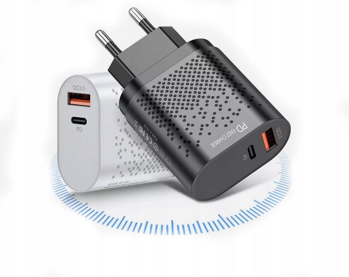 ZESTAW | SZYBKA ŁADOWARKA SIECIOWA USB TYPE-C + KABEL TYPE C | PD20W 3000mA