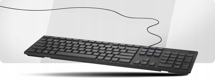 DELL PRO series| Cicha biurowa klawiatura USB 1,8m | CZARNA SLIM REGULOWANA