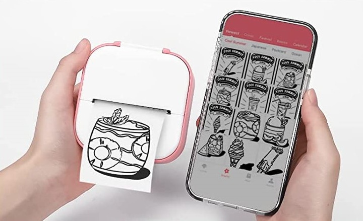 Phomemo T02 mini drukarka termiczna do zdjęć notatek etykiet różowa