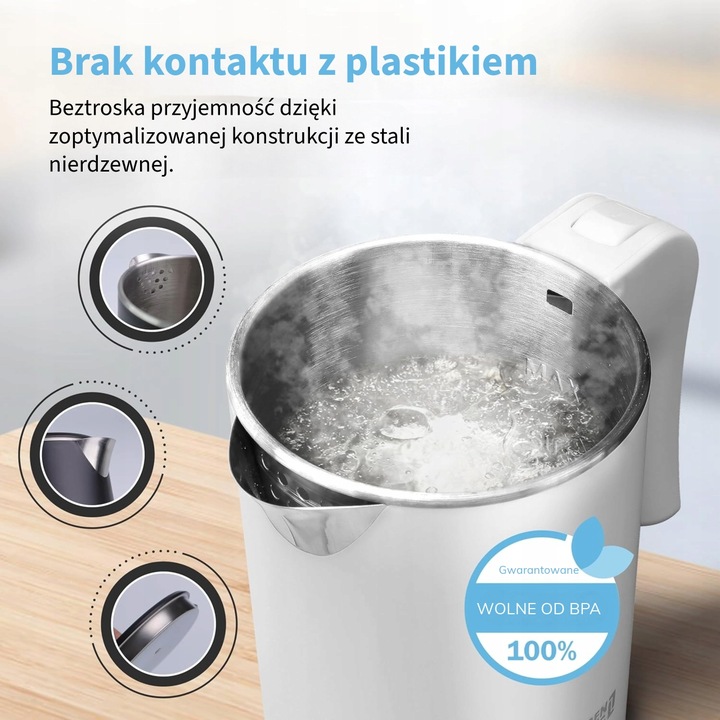 Czajnik elektryczny turystyczny mały 0,5L LEBENLANG stal nierdzewna