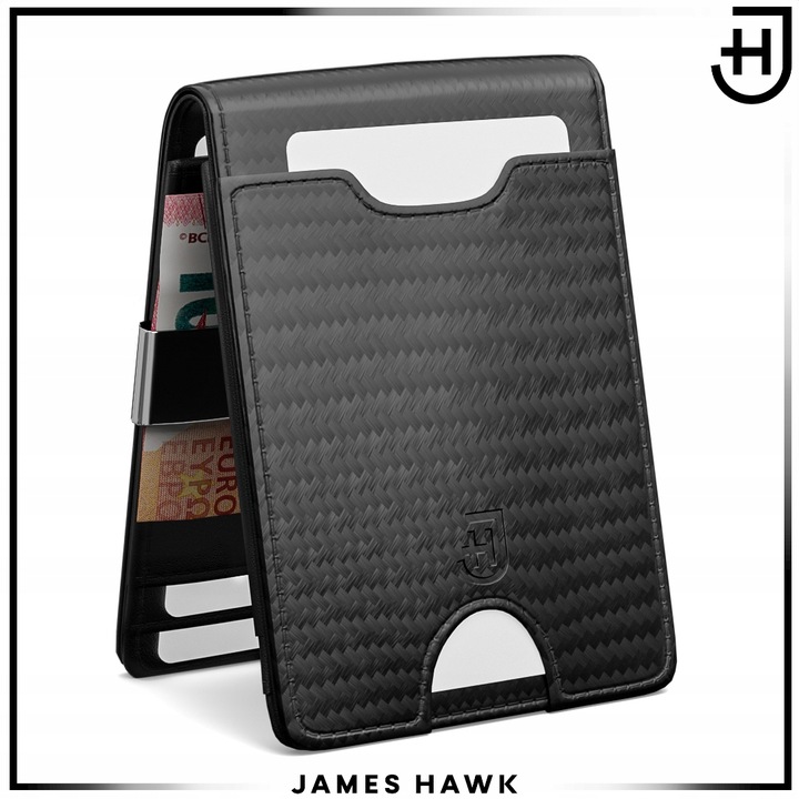 James Hawk Smart Wallet skórzany portfel męski slim 1,5 cm Czarny RFID
