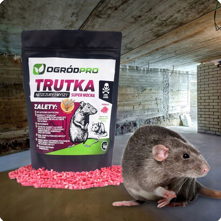 TRUTKA MEGA MOCNA GRANULAT Na Szczury Myszy Gryzonie Deratyzacja 1 KG