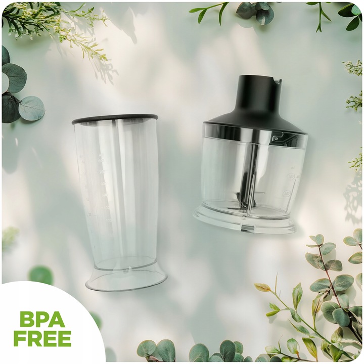 Blender ręczny 1500W czarny Berdsen tytanowe ostrza wielofunkcyjny 5w1