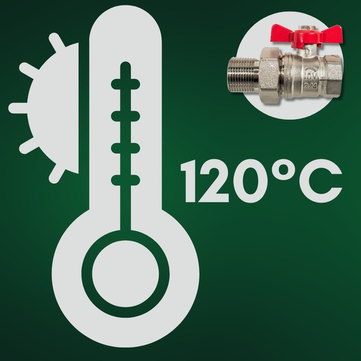 ZAWÓR KUREK KULOWY GW 3/4'' CALA DN20 ZE ŚRUBUNKIEM I DŁAWICĄ MOTYLEK