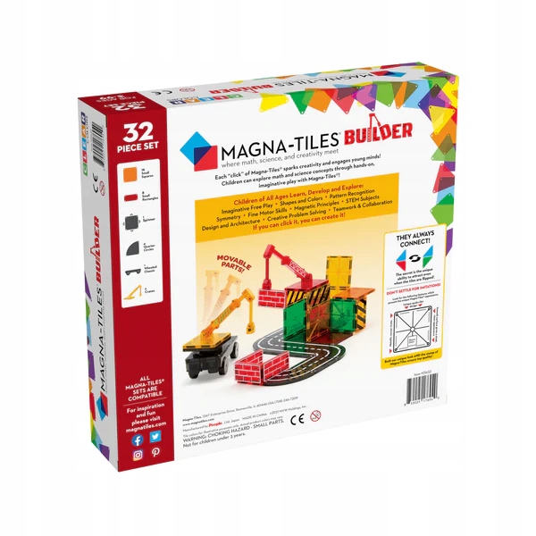 Magna-Tiles, klocki magnetyczne Builder 32 el.