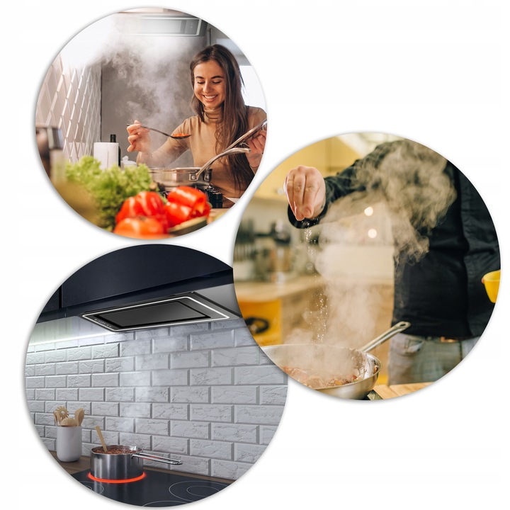 Okap kuchenny podszafkowy do zabudowy 52cm czarny LED premium Berdsen