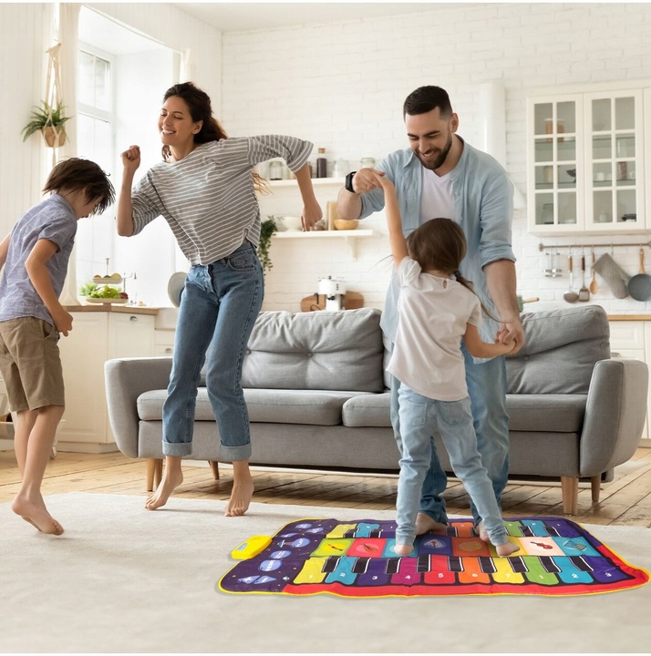 OGROMNA MATA MUZYCZNA DO TAŃCZENIA EDUKACYJNA INTERAKTYWNA GRA 140 X 70 CM