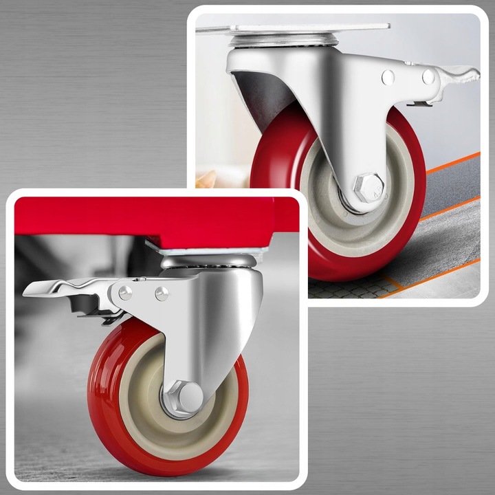 KÓŁKA OBROTOWE 75mm 200kg Z HAMULCEM GUMOWE ZESTAW JEZDNY WÓZKA 4 SZT