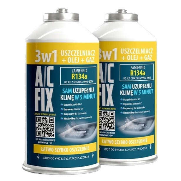 ZESTAW 2xUSZCZELNIACZ GAZ OLEJ KLIMA R134A 3w1+50% PRZEWÓD DUŻA PUSZKA 626g