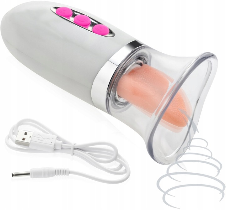 SSĄCY WIBRATOR + RUCHOMY JĘZYK - DO WAGINY ŁECHTACZKI I SUTKÓW