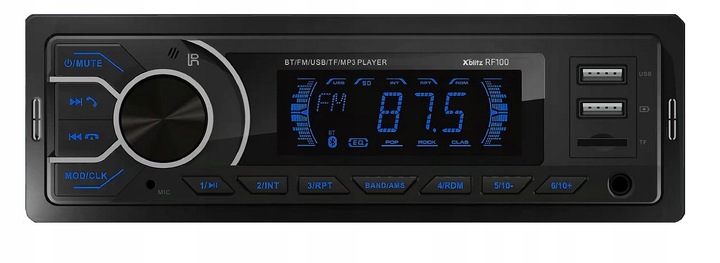 Xblitz RF100 Radio samochodowe Bluetooth USB x2 Micro SD MultiColor