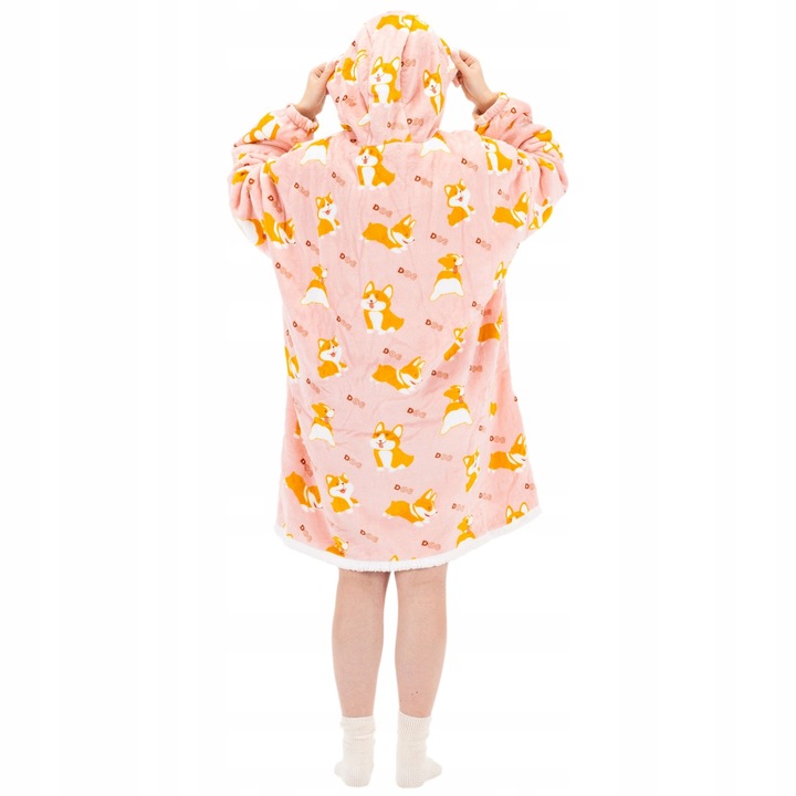 CIEPŁA BLUZA OVERSIZE 2W1 DŁUGA KOCOBLUZA KOCOSZLAFROK CIEPŁY KOC