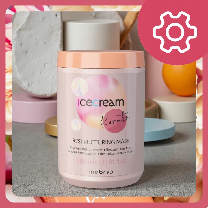 Maska do Włosów Łamliwych Zniszczonych Rekonstruująca Inebrya Keratin 1L