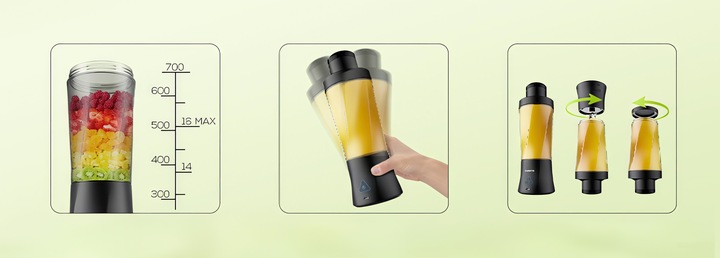 BLENDER KIELICHOWY DO SMOOTHIE KOKTAJLI RĘCZNY Bezprzewodowy USB PRZENOŚNY