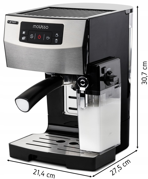 Ekspres do kawy Ciśnieniowy Automatyczny Yoer INOX 20bar + Spieniacz