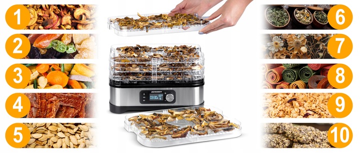 DUŻA Suszarka do grzybów spożywcza owoców i warzyw 5 poziomów +