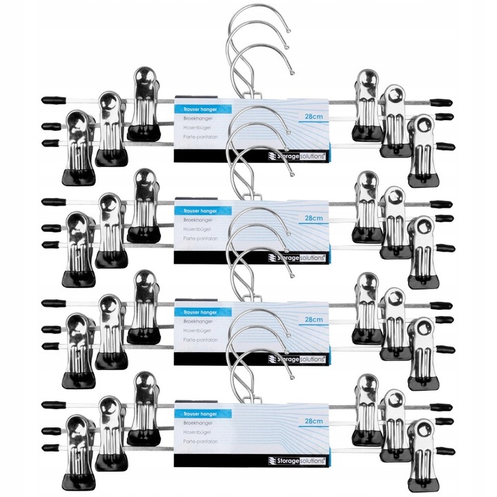 12x Wieszaki METALOWE wiszące z klipsami odzieżowe szafy spodnie